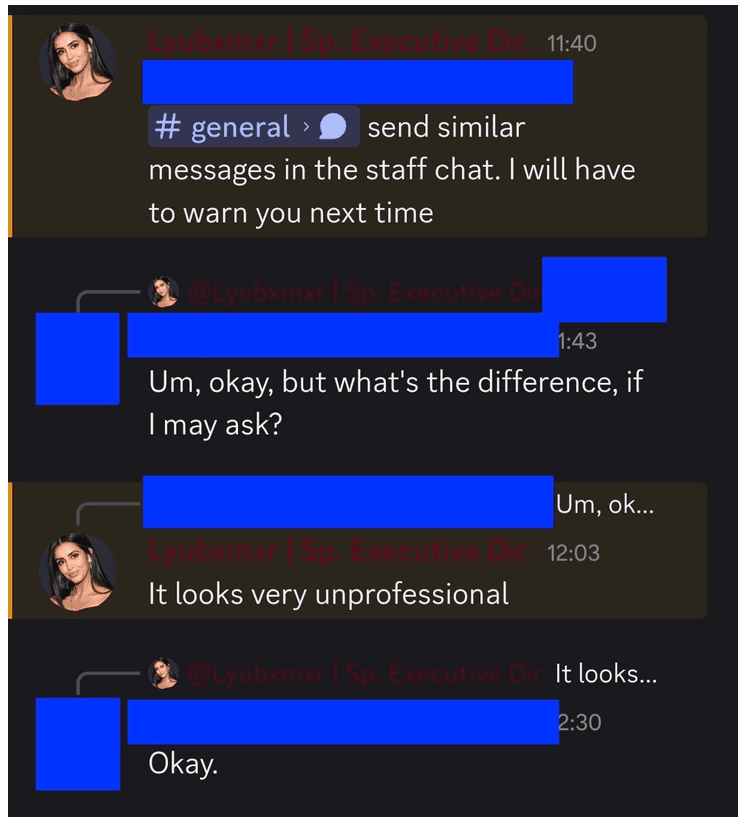 Communication screenshot