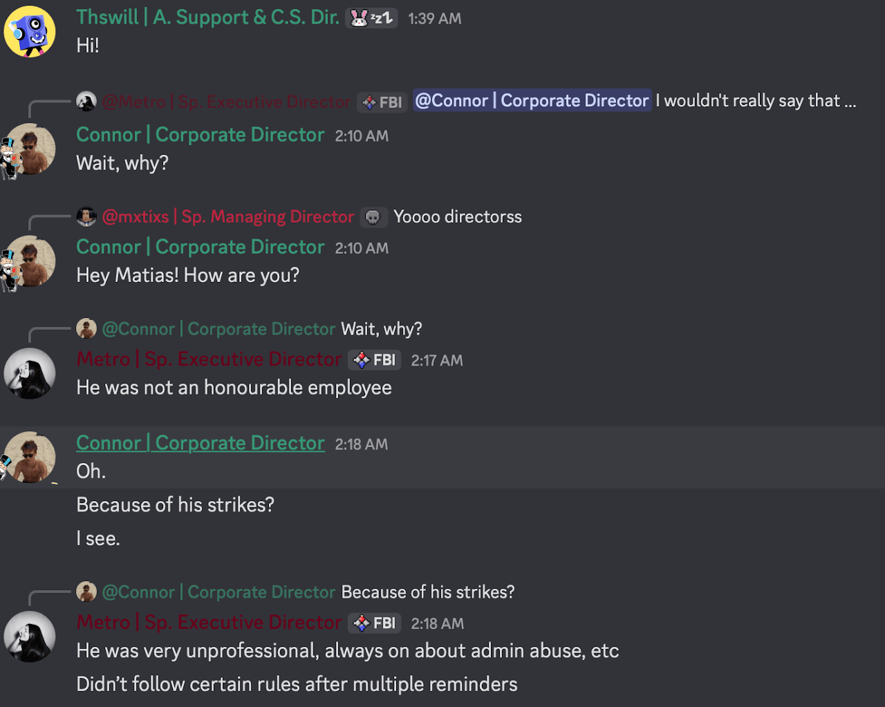 Communication screenshot